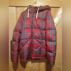 Ambercrombie & Fitch Red Plaid Puffer Jacket